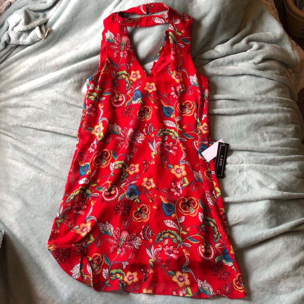 A.BYER red flowy summer dress.